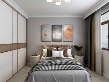 创业·悦湖花园(建设中)新中式卧室效果图