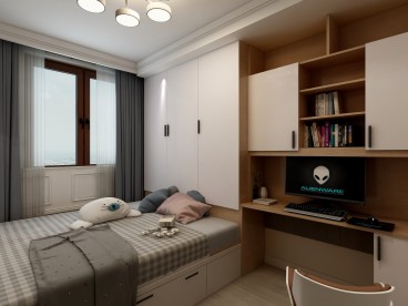创业·悦湖花园(建设中)新中式卧室效果图
