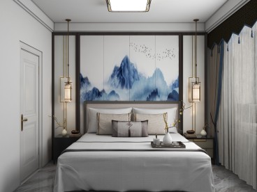 滨州拉菲公馆(建设中)现代简约卧室效果图