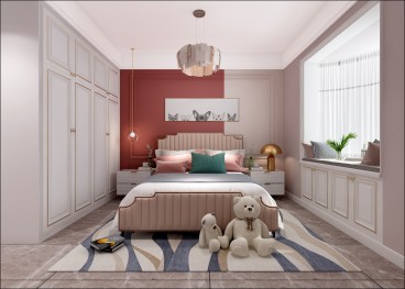 紫金风景线现代简约卧室效果图