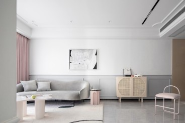  138㎡简约风公寓，一个舒适自然的家中式客厅效果图