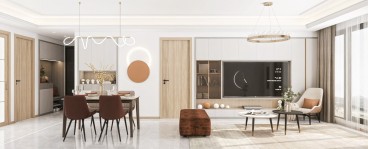 万科金地和风明月(建设中)现代轻奢客厅效果图