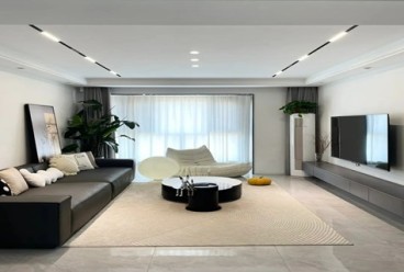 【奥林装饰】98㎡“硬装越简单，家就越显大”，太赞了现代简约客厅效果图