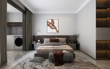国泰龙城苑现代轻奢卧室效果图