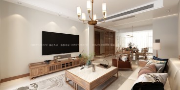三庆中凯锦悦府(建设中)新中式客厅效果图